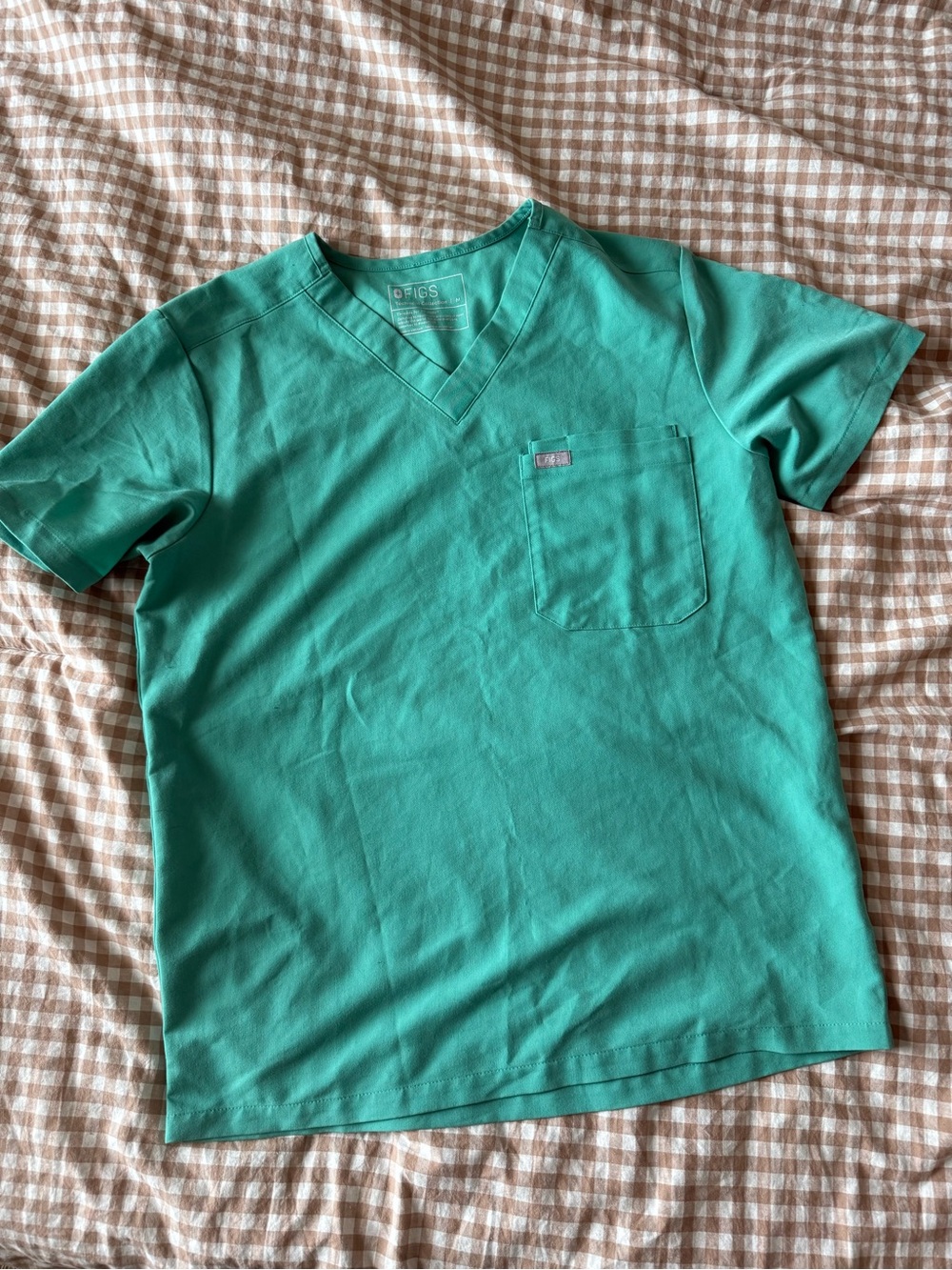 Figs Teal V-Neck Medical Scrub Top